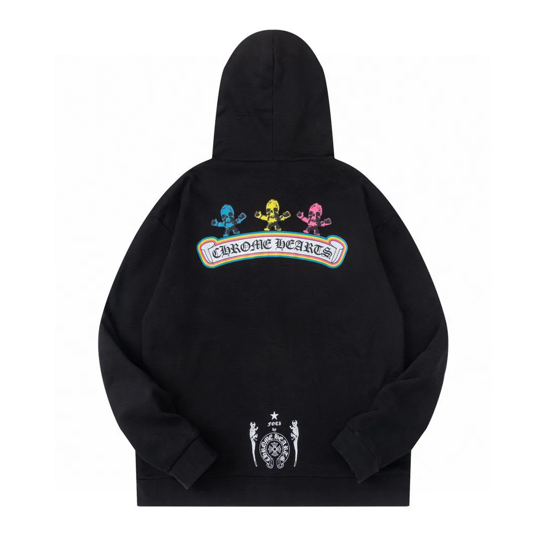 P320 chrome hearts Foti limited color printed zipper hooded cedar jacket. The same model as the star, real silver plated sword puller, eight-claw machine thermosetting oil material printing, very rare and cool version. 420g high-quality fabric specially made for trendy brands, one-piece velvet, excellent color fastness, no whitening problem, moderate feel and stiffness. A must-have item for autumn and winter, the same style for men and women. Can be used with items from the same series to create a personalized look. Size: S M L XL